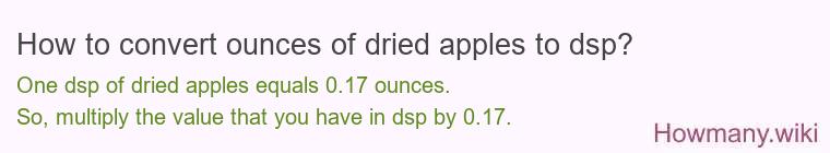 How to convert ounces of dried apples to dsp?
