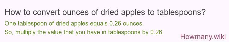 How to convert ounces of dried apples to tablespoons?