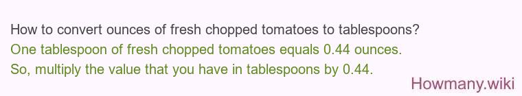 How to convert ounces of fresh chopped tomatoes to tablespoons?