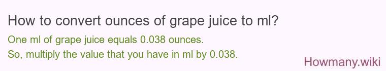 How to convert ounces of grape juice to ml?
