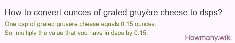 How to convert ounces of grated gruyÃ¨re cheese to dsps?