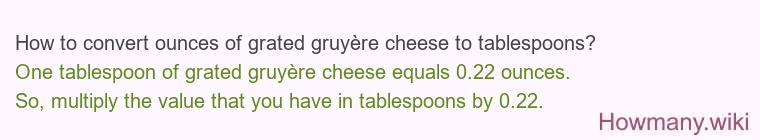 How to convert ounces of grated gruyère cheese to tablespoons?