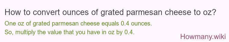 How to convert ounces of grated parmesan cheese to oz?