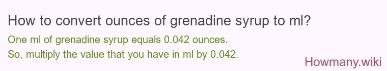 How to convert ounces of grenadine syrup to ml?