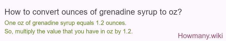 How to convert ounces of grenadine syrup to oz?