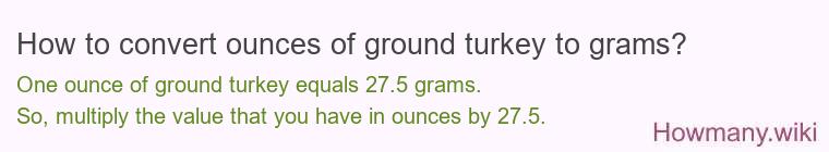 How to convert ounces of ground turkey to grams?