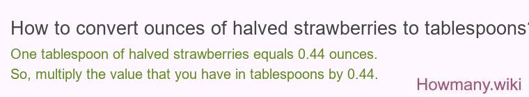How to convert ounces of halved strawberries to tablespoons?