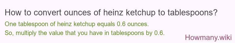 How to convert ounces of heinz ketchup to tablespoons?