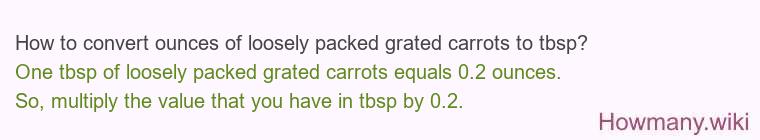 How to convert ounces of loosely packed grated carrots to tbsp?