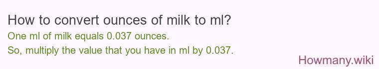 How to convert ounces of milk to ml?