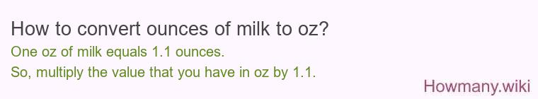 How to convert ounces of milk to oz?