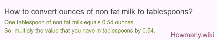 How to convert ounces of non fat milk to tablespoons?