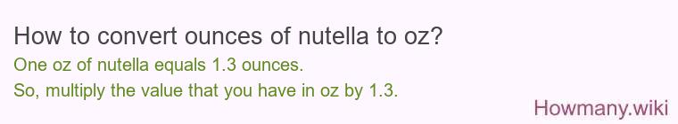 How to convert ounces of nutella to oz?
