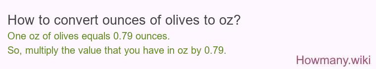 How to convert ounces of olives to oz?