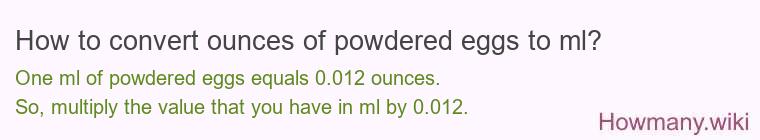 How to convert ounces of powdered eggs to ml?