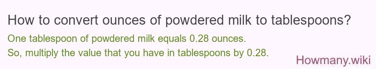 How to convert ounces of powdered milk to tablespoons?