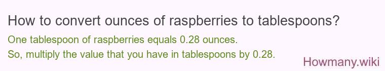 How to convert ounces of raspberries to tablespoons?