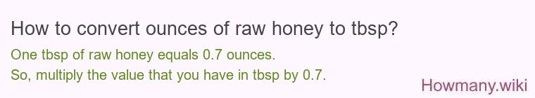 How to convert ounces of raw honey to tbsp?