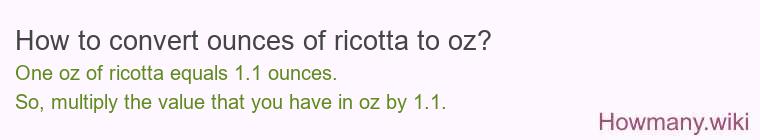 How to convert ounces of ricotta to oz?