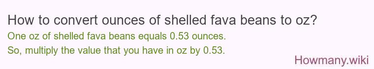 How to convert ounces of shelled fava beans to oz?