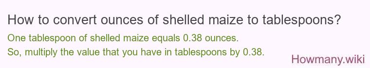 How to convert ounces of shelled maize to tablespoons?