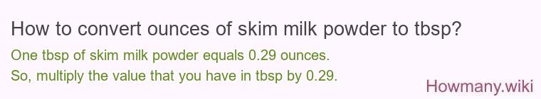 How to convert ounces of skim milk powder to tbsp?
