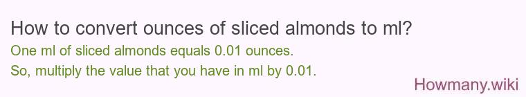 How to convert ounces of sliced almonds to ml?