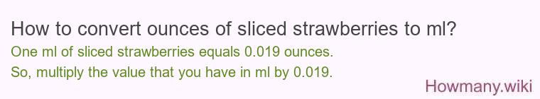 How to convert ounces of sliced strawberries to ml? How to convert ounces of sliced strawberries to ml?