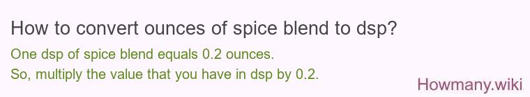 How to convert ounces of spice blend to dsp?