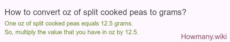 How to convert oz of split cooked peas to grams?