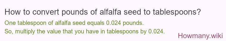 How to convert pounds of alfalfa seed to tablespoons?