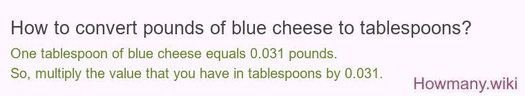 How to convert pounds of blue cheese to tablespoons?