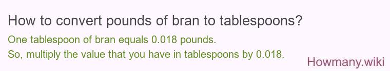 How to convert pounds of bran to tablespoons?