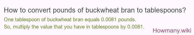 How to convert pounds of buckwheat bran to tablespoons?