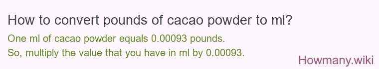 How to convert pounds of cacao powder to ml?