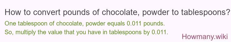 How to convert pounds of chocolate, powder to tablespoons?