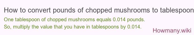 How to convert pounds of chopped mushrooms to tablespoons?