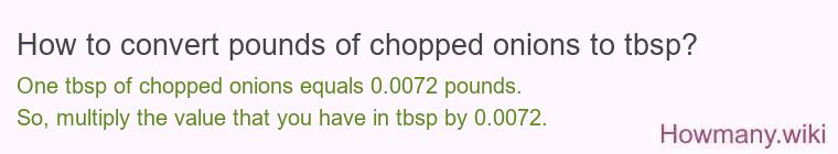 How to convert pounds of chopped onions to tbsp?