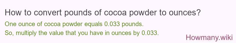 How to convert pounds of cocoa powder to ounces?