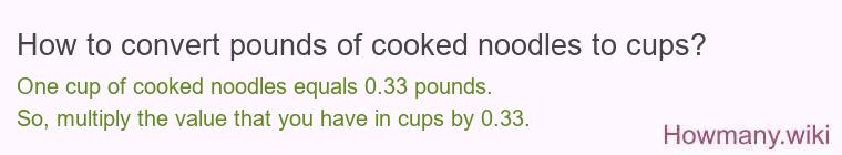 How to convert pounds of cooked noodles to cups?