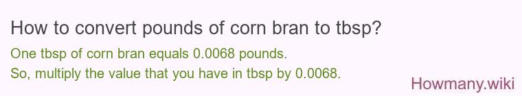 How to convert pounds of corn bran to tbsp?