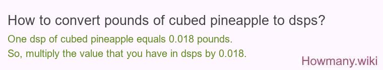 How to convert pounds of cubed pineapple to dsps? How to convert pounds of cubed pineapple to dsps?