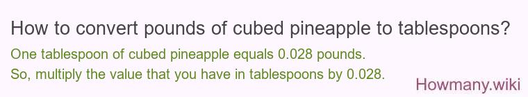 How to convert pounds of cubed pineapple to tablespoons?