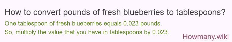 How to convert pounds of fresh blueberries to tablespoons?
