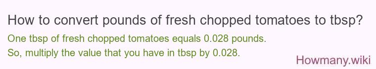 How to convert pounds of fresh chopped tomatoes to tbsp?