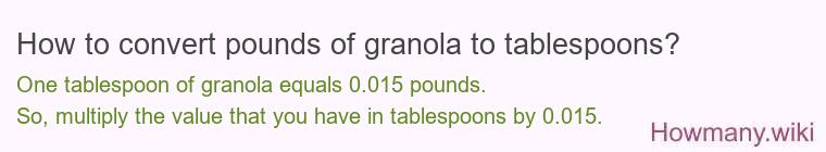 How to convert pounds of granola to tablespoons?