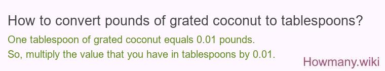 How to convert pounds of grated coconut to tablespoons?