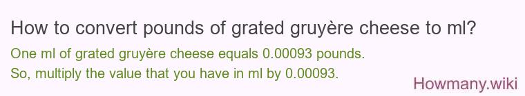 How to convert pounds of grated gruyÃ¨re cheese to ml?