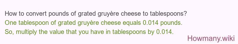 How to convert pounds of grated gruyère cheese to tablespoons?