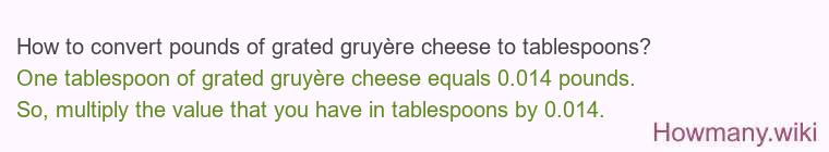 How to convert pounds of grated gruyÃ¨re cheese to tablespoons?